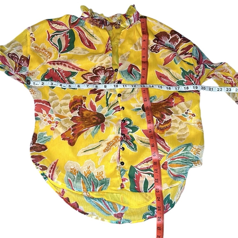 Anthropologie Yellow Floral Button-Up Blouse - Picture 6 of 15